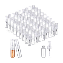 ガラススプレーボトル100個  PPプラスチック蓋付き  エッセンシャルオイル用  香水  透明  60x14mm  容量：3ミリリットル&nbsp;MRMJ-PH0003-19
