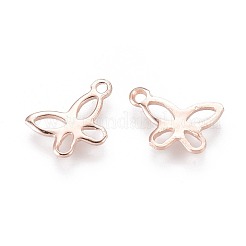 ステンレススチールチャーム201個  蝶  中空  ローズゴールド  7.5x11x0.8mm  穴：1.2mm&nbsp;LS-STAS-F192-055RG