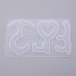 Diyキーホルダーシリコンモールド  レジン型  UVレジン用  エポキシ樹脂工芸品作り  ホワイト  148x90x7mm&nbsp;DIY-WH0183-27