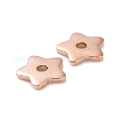 イオンプレーティング（IP）304ステンレスビーズ  スター  ローズゴールド  6x6x1mm  穴：1.2mm&nbsp;STAS-D185-02RG-01