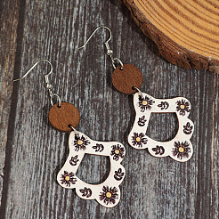 Bohemian Wood & Zinc Alloy Dangle Earrings for Women&nbsp;WGF17A7-01