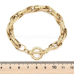 Textured 304 Stainless Steel Double Link Chain Bracelets for Women&nbsp;BJEW-P391-01C-G