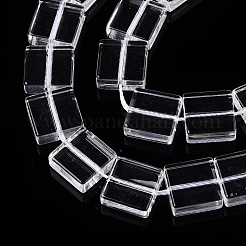 透明ガラスビーズ連売り  正方形  透明  10x10x4mm  穴：0.8mm  約38個/連  14.76インチ（37.5cm）&nbsp;GLAA-N001-58