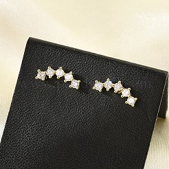 Brass Micro Pave Clear Cubic Zirconia Stud Earrings&nbsp;EJEW-R016-26G-15