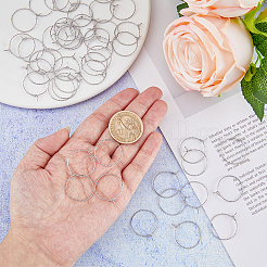 316サージカルステンレススチールフープピアス金具100個  ワイングラスチャームリング  ステンレス鋼色  22ゲージ（0.6mm）  25x21mm  ピン：0.6mm&nbsp;STAS-DC0010-45