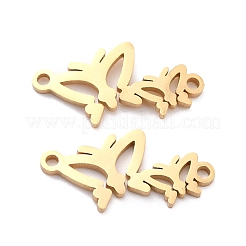 304ステンレススチールリンクコネクター  レーザー切断  接続された蝶の形  ゴールドカラー  10x22x1mm  穴：1mm&nbsp;STAS-O128-22G