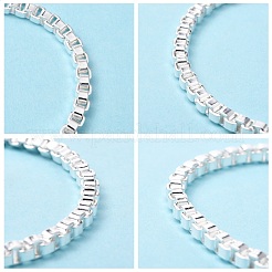 ユニセックス真鍮ベネチアンチェーンブレスレット  カニカン付き  銀色のメッキ  190x4mm&nbsp;BJEW-BB12538