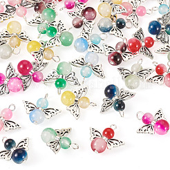 36Pcs 9 Colors Imitation Jade Glass Pendants&nbsp;PALLOY-TAC0198