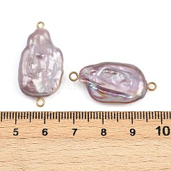 Natural Freshwater Pearl Keshi Pearl Nuggets Connector Charms&nbsp;STAS-D378-14G