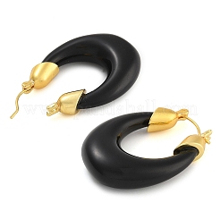 Brass Enamel Oval Hoop Earrings&nbsp;EJEW-K293-10G