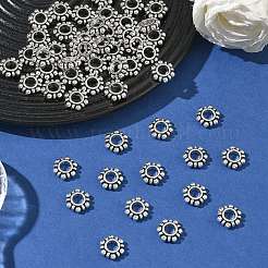 合金ビーズスペーサ  カドミウムフリー＆鉛フリー  花  アンティークシルバー  11x4mm  穴：5mm&nbsp;PALLOY-5541-AS-RS