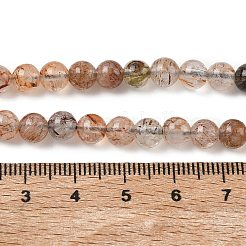 天然ブラックゴールドルチルクォーツビーズ連売り  スムーズなラウンド  6mm  穴：0.8mm  約56個/連  15.59''（39.6センチメートル）&nbsp;G-L657-B02-6mm