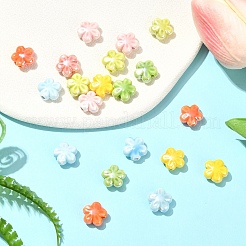 釉薬をかけた磁器ビーズ 20個  光沢のあるセラミックビーズ  花  ミックスカラー  11.5x11.5x5.5mm  穴：1.6mm&nbsp;PORC-YW0001-41