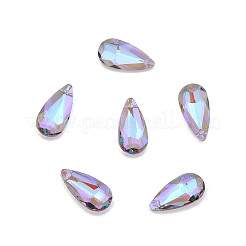 多面的なガラスペンダントを電気  ティアドロップ  ライラック  24x12x6mm  穴：1.2mm&nbsp;EGLA-N006-053