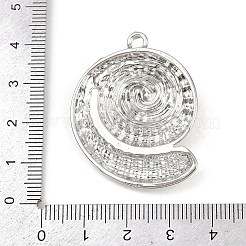 真鍮チャーム  カドミウムフリー＆ニッケルフリー＆鉛フリー  巻き貝の形  プラチナメッキ  39.5x31x6mm  穴：3mm&nbsp;KK-G535-04B-P