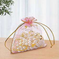 20Pcs 5 Colors Heart Printed Organza Bags&nbsp;OP-LP0001-10