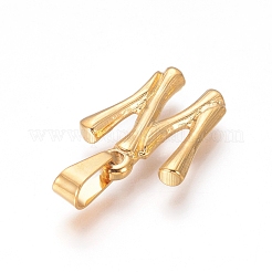 304ステンレスペンダント  竹風  文字L  イオンプレーティング（ip）  18KGP本金メッキ  文字.w  19x16x3mm  穴：3x7mm&nbsp;X-STAS-F235-01G-W