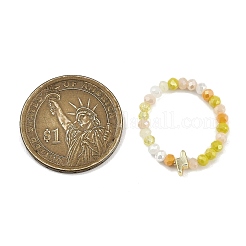 稲妻の非磁性合成ヘマタイトとガラスビーズのストレッチリング  ミックスカラー  6.5mm  内径：18mm&nbsp;RJEW-JR00784