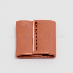 Puレザーストリングスライドストリングキーパー  バケットバッグ用  正方形  ココナッツブラウン  31x31x5mm  穴：12mm&nbsp;DIY-WH0199-66A