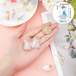 DIY ペット テーマ イヤリング作成キット  クマの足の透明なガラスのペンダントを含む  プラスチック製のccbカップパールペグベイル  真鍮のピアスフック  ゴールドカラー  ガラスペンダント：37~38x25x20.5mm  穴：3.5mm  16個/セット&nbsp;DIY-SC0012-26G