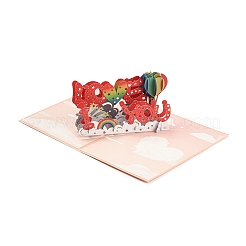 長方形の 3D ポップアップ紙グリーティング カード  紙のカードと封筒付き  バレンタインデーの結婚式の誕生日の招待カード  スカイホイール  200x150x3mm  オープン：200x300x95mm&nbsp;AJEW-F064-01D