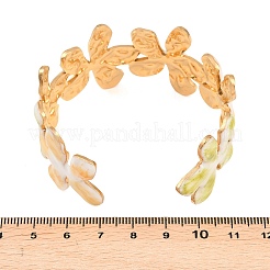 304ステンレススチールエナメルカフバングル  花  ゴールドカラー  内径：2.13x2.20インチ（5.4x5.6cm）&nbsp;BJEW-H638-01B-G