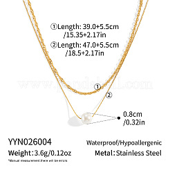 304 Stainless Steel Double Layer Necklaces with White Round Faux Pearl Pendants for Women&nbsp;KQ2558