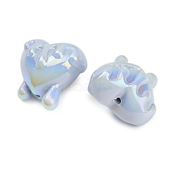 不透明なメッキアクリルビーズ  虹色の  溶ける心  ライトスチールブルー  19x19.5x14mm  穴：1.6mm&nbsp;AC-CBAB31A-01C