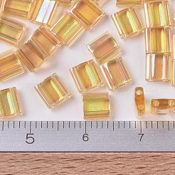 MIYUKIティラビーズ  日本製シードビーズ  2穴  （TL251)透明ライトトパーズab  5x5x1.9mm  穴：0.8mm  約1180個/100g&nbsp;SEED-J020-TL0251