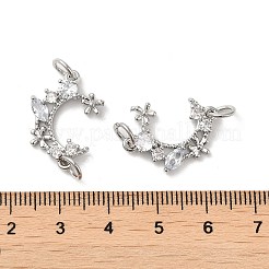 Rack Plating Brass Pave Clear Cubic Zirconia Connector Charms&nbsp;KK-K273-08P