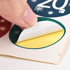 Christmas Theme Round Paper Gift Tag Self-Adhesive Stickers&nbsp;DIY-K032-82J
