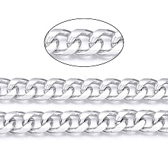 アルミカーブチェーン  ダイヤモンドカットキューバチェーン  溶接されていない  銀  16.5x12x4mm&nbsp;CHA-N003-26S