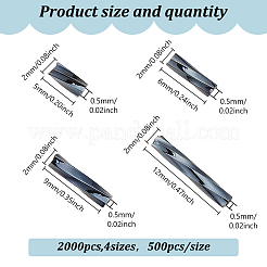2000個 4種類のガラスツイストビューグルビーズ  メタリックカラー  グレー  5~9x2mm  穴：0.5mm  500個/スタイル&nbsp;SEED-GO0001-09A