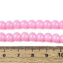 ベーキングペイント、ガラスパールビーズ、連売り  パールカラーのスタイル  ラウンド  パールピンク  6~6.5mm  穴：1~1.2mm  約140~145個/連  30.31~31.50インチ（77~80cm）&nbsp;DGLA-ZX001-05B-10