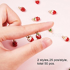 合金エナメルチャーム  苺  ゴールドカラー  12.5~13x7~8x6mm  穴：1.5mm  50個/箱&nbsp;PH-ENAM-G147-02G