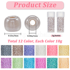 ガラスシードビーズ  セイロン  ラウンド  3mm  穴：1mm  12色  10 G /カラー&nbsp;SEED-SC0001-51A-02