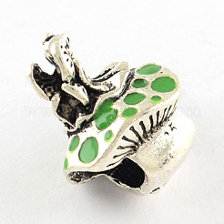 Antique Silver Plated Fairy and Mushroom Tibetan Style Alloy Enamel European Beads&nbsp;X-ENAM-Q421-12