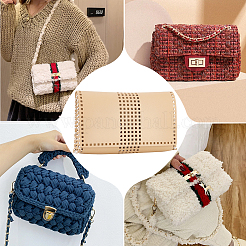 財布を作るためのDIY pu模造革バッグ編み物セット  レザーバッグの底  ビスク  11~37.6x4.7~18.8cm&nbsp;PURS-WH0005-01D