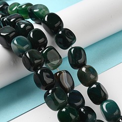 天然石瑪瑙ビーズ連売り  染め＆加熱  キューブ  濃い緑  11~12x8~9.5x8~9.5mm  穴：1.2mm  約16個/連  7.48~7.72''（19~19.6センチメートル）&nbsp;G-H295-A01-12