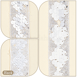5ヤードのポリエステルとプラスチックの刺繍リボン  厚紙ディスプレイカード  銀  1-3/8~1-5/8インチ（35~40mm）&nbsp;OCOR-CY0003-28