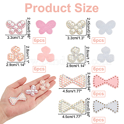 36個6スタイルの不織布装飾アクセサリー  クリスタルアブラインストーンとプラスチックパール  DIY服用  バッグ  パンツ  靴の装飾  ミックスシェイプ  ミックスカラー  24~28x29~33x4.5~6.5mm  6個/スタイル&nbsp;DIY-AR0002-26