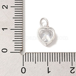 925 Sterling Silver Cubic Zirconia Heart Charms with Jump Rings&nbsp;FIND-U013-10S-05