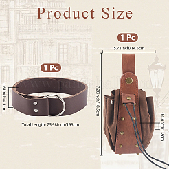 1Pc Viking PU Leather Drawstring Wallets with Antique Bronze Tone Iron Rives&nbsp;AJEW-CL0003-68A