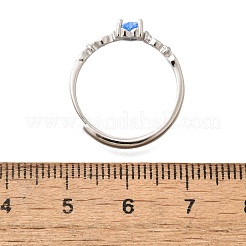 ロジウムメッキ 925 スターリングシルバー キュービックジルコニア 調節可能リング  ハート  空色  ハート：4.5x4.5mm  usサイズ6（16.5mm）&nbsp;RJEW-D300-05P-03