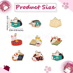 24 個エナメル猫チャームペンダントかわいい合金エナメル動物チャーム猫ペンダント混合形状ジュエリーネックレスブレスレットイヤリング作る工芸品  ミックスカラー  24x23mm  穴：2.5mm&nbsp;JX341A