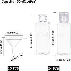 ペットフリップトップキャップスクイズボトル  プラスチック製漏斗ホッパーと黒板ステッカーラベル付き  透明  9.35x3.25x3.25cm  容量：50ミリリットル&nbsp;MRMJ-BC0002-17