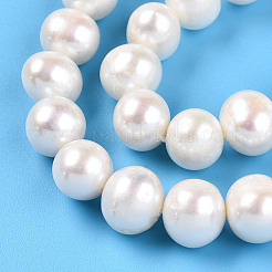 天然養殖淡水パールビーズ連売り  ラウンド  乳白色  9~10mm  穴：0.5mm  約46個/連  15.16~15.55''（38.5~39.5センチメートル）&nbsp;PEAR-N016-09D