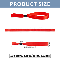 120Pcs 10 Colors Plastic & Polyester Disposable Wristbands&nbsp;BJEW-FH0001-21