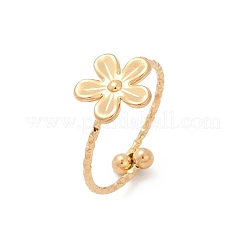 304ステンレススチールカフリング  花  ゴールドカラー  11x11mm  内径：18mm&nbsp;RJEW-D306-01G