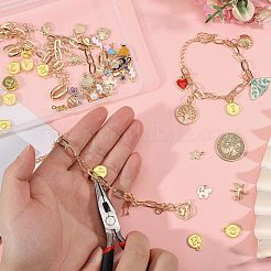 DIYブレスレット作成キット  合金ペンダント入り  304ステンレススチール丸カン  鉄のペーパークリップチェーンブレスレット  ゴールドカラー  15.5x12.5x7mm  穴：1.6mm&nbsp;DIY-GL0007-14